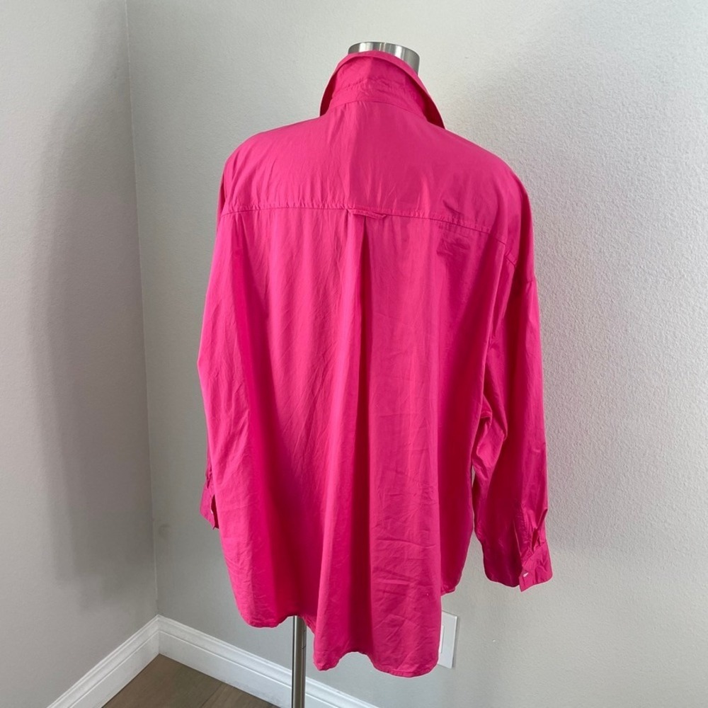 Old Navy Womens XL Boyfriend Shirt Pink Cotton Poplin Button Up Oversized Top - Picture 7 of 8